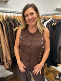 Knitted Military Waistcoat - Chocolate