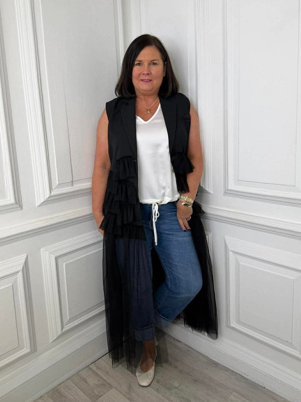 Malissa J Long Tulle Waistcoat