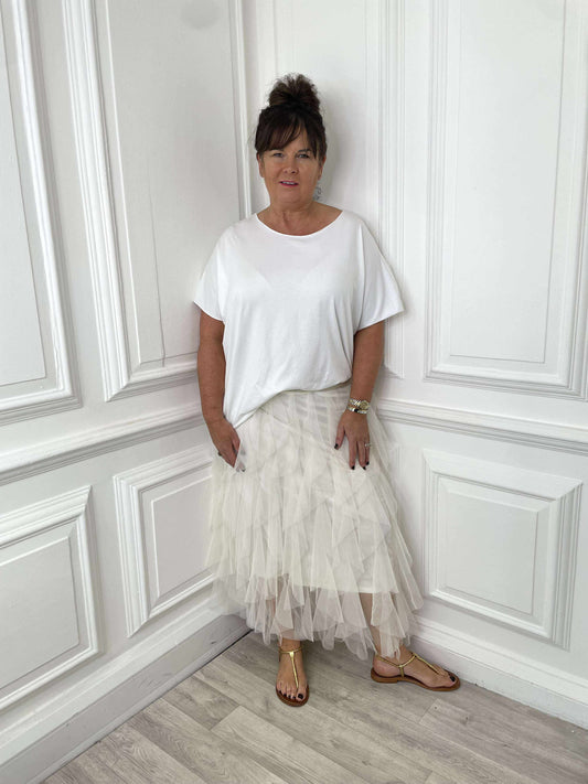 Layered Tulle Skirt - Ivory
