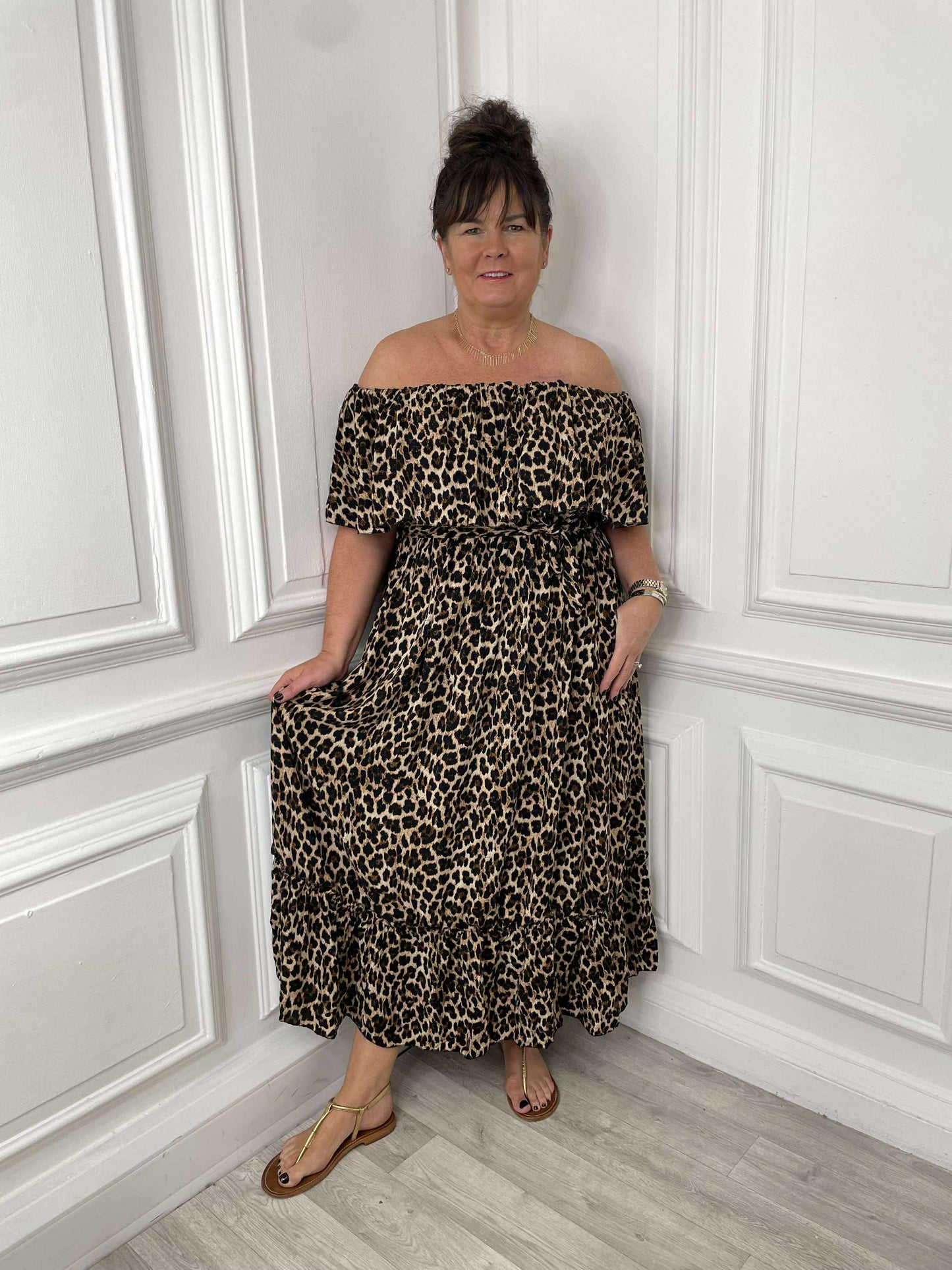 Bardot Maxi Dress - Leopard