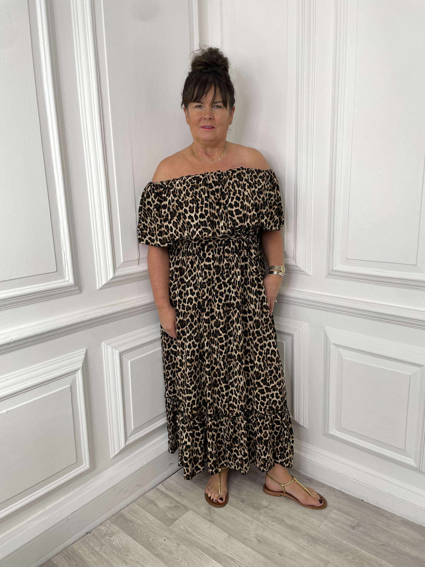 Bardot Maxi Dress - Leopard