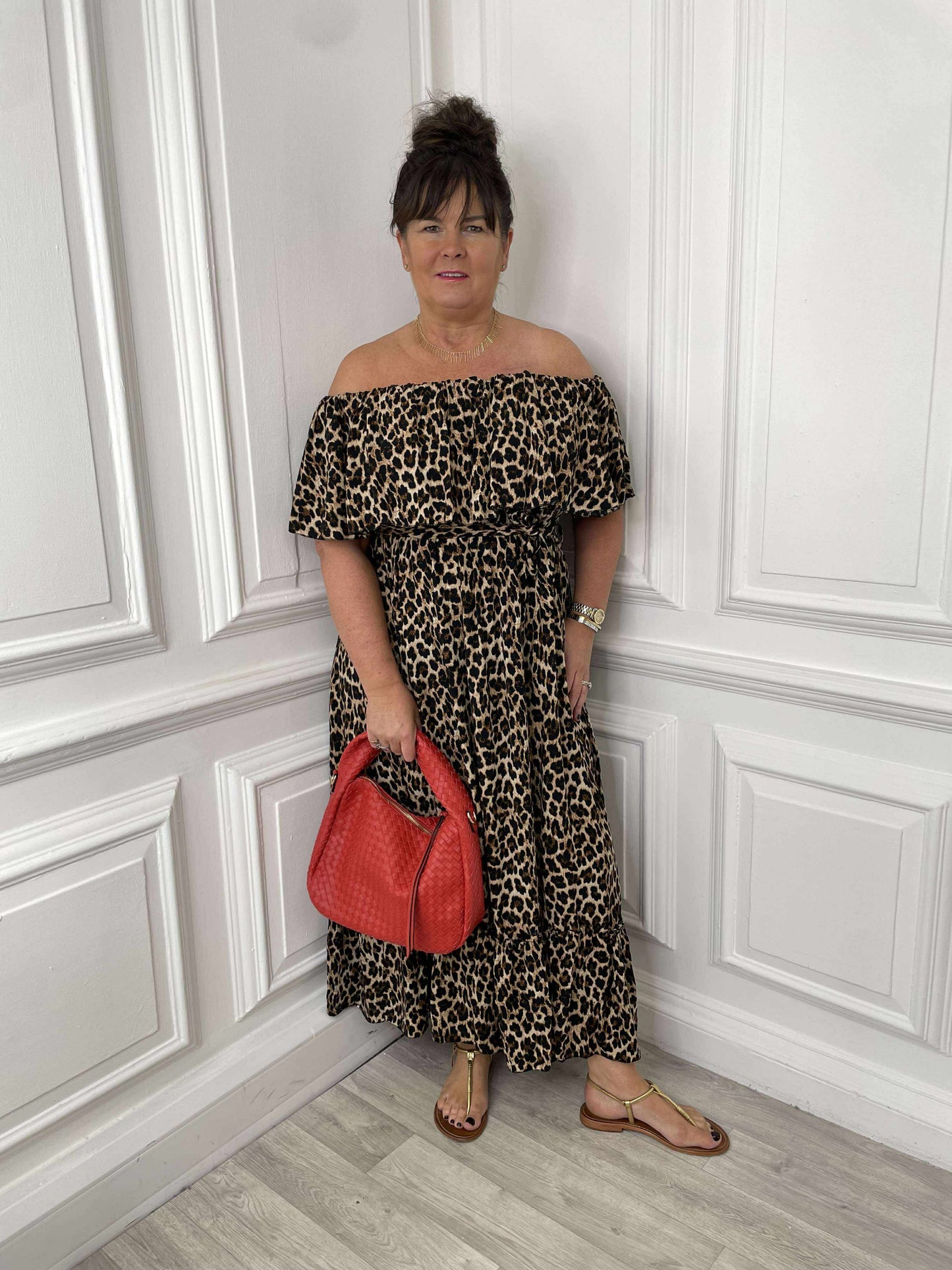 Bardot Maxi Dress - Leopard