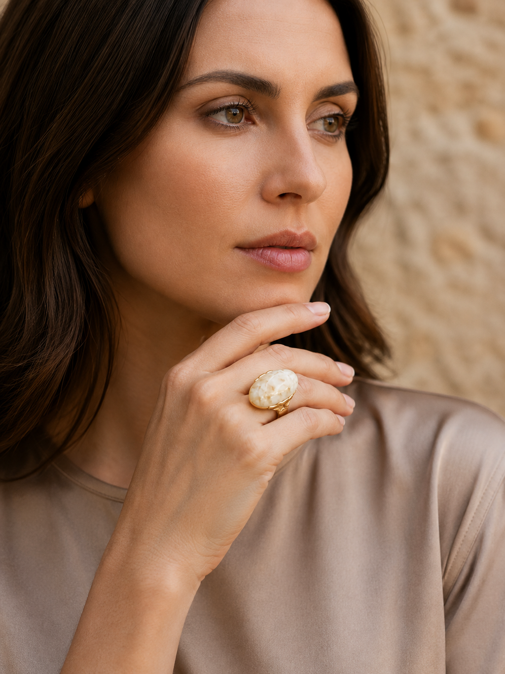 Envy Marble Stone Ring - Champagne