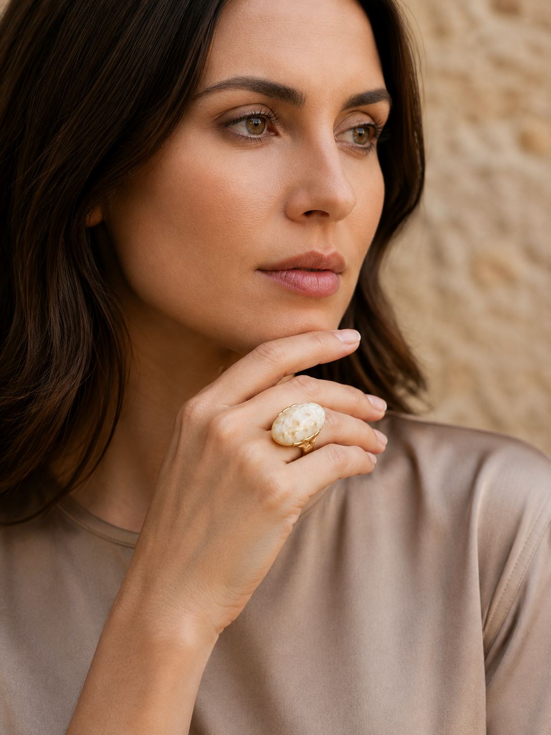 Envy Marble Stone Ring - Champagne