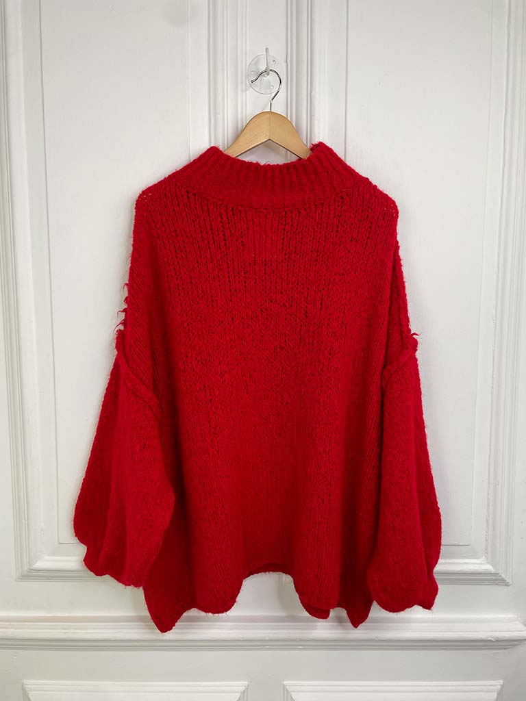 Chunky Exposed Seam Knit - Red