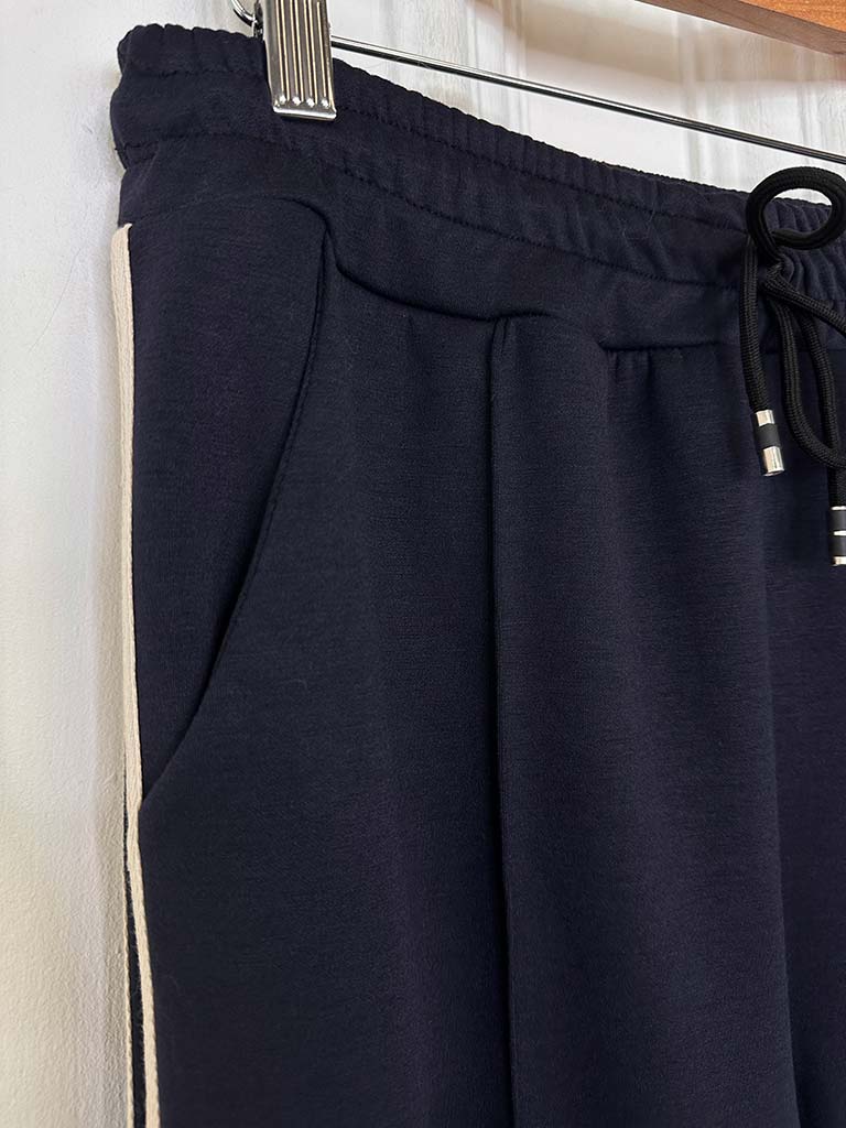 Side Stripe Jersey Joggers - Navy
