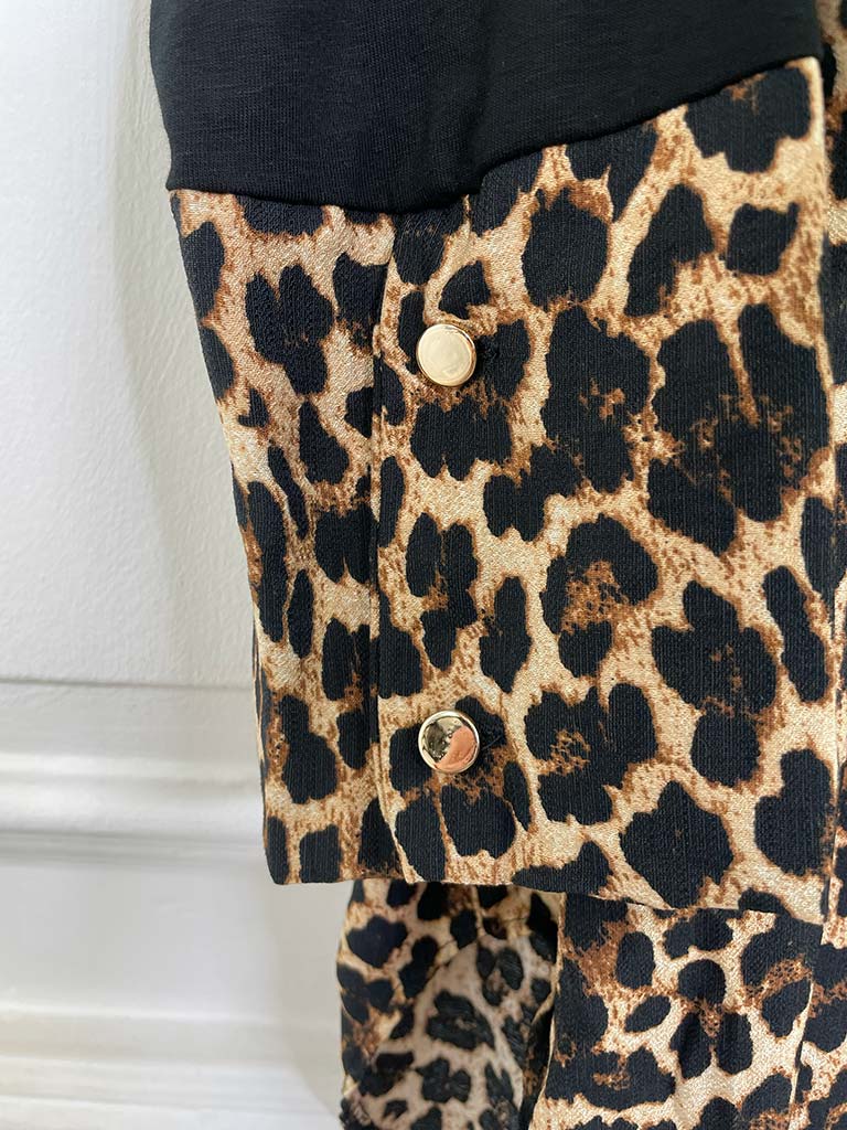 Leopard Print Jersey Layering Tunic - Black