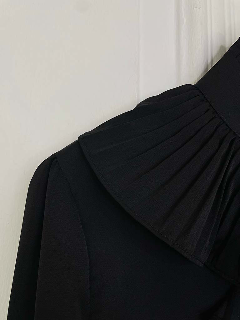 Ruffle Pleat Shirt - Black