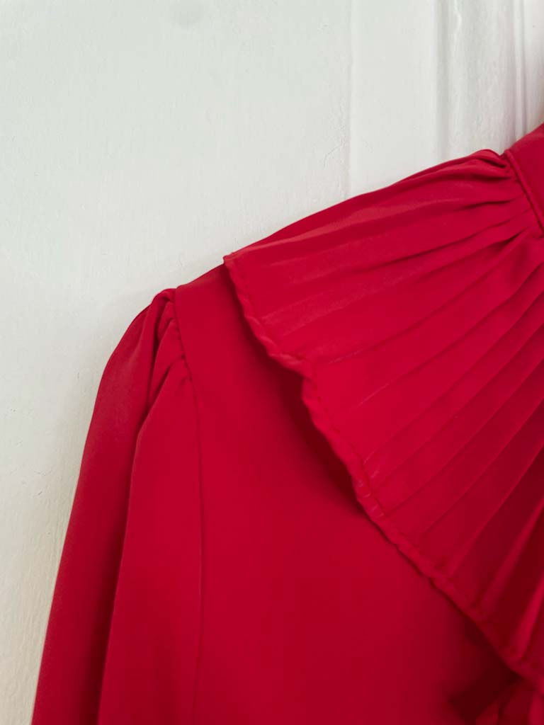 Ruffle Pleat Shirt - Red