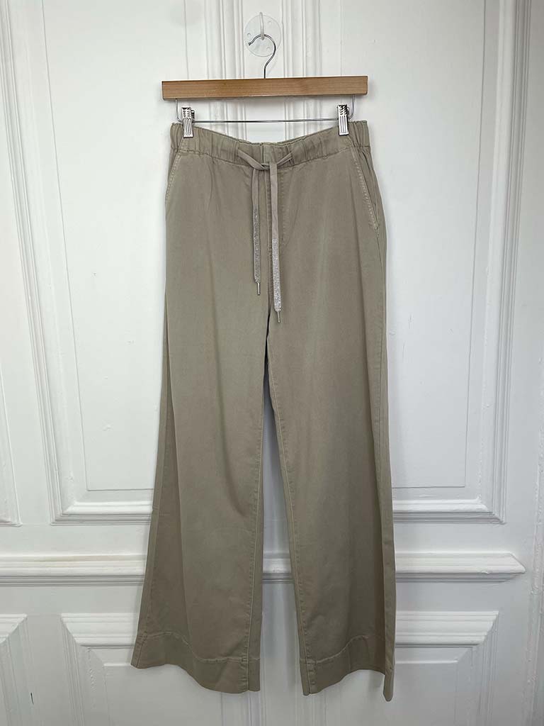 Wide Leg Jogger Jeans - Latte