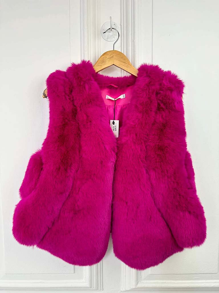 Malissa J Luxe Faux Fur Short Gilet - Hot Pink