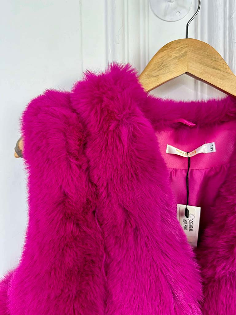 Malissa J Luxe Faux Fur Short Gilet - Hot Pink