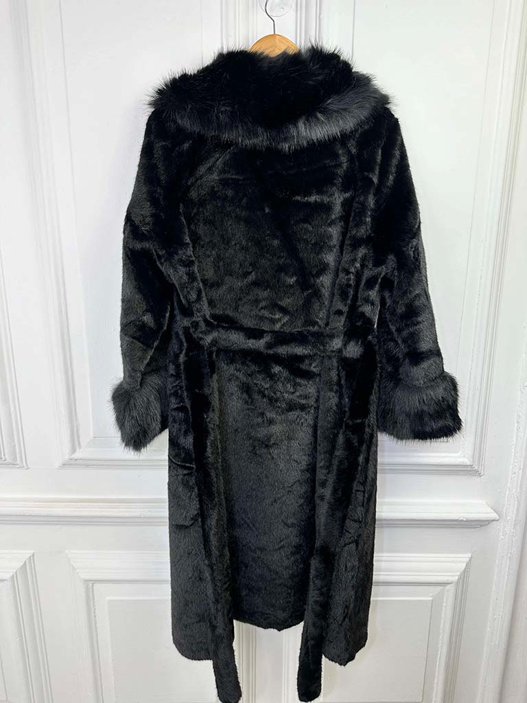 Malissa J Luxe Faux Fur Long Coat - Black