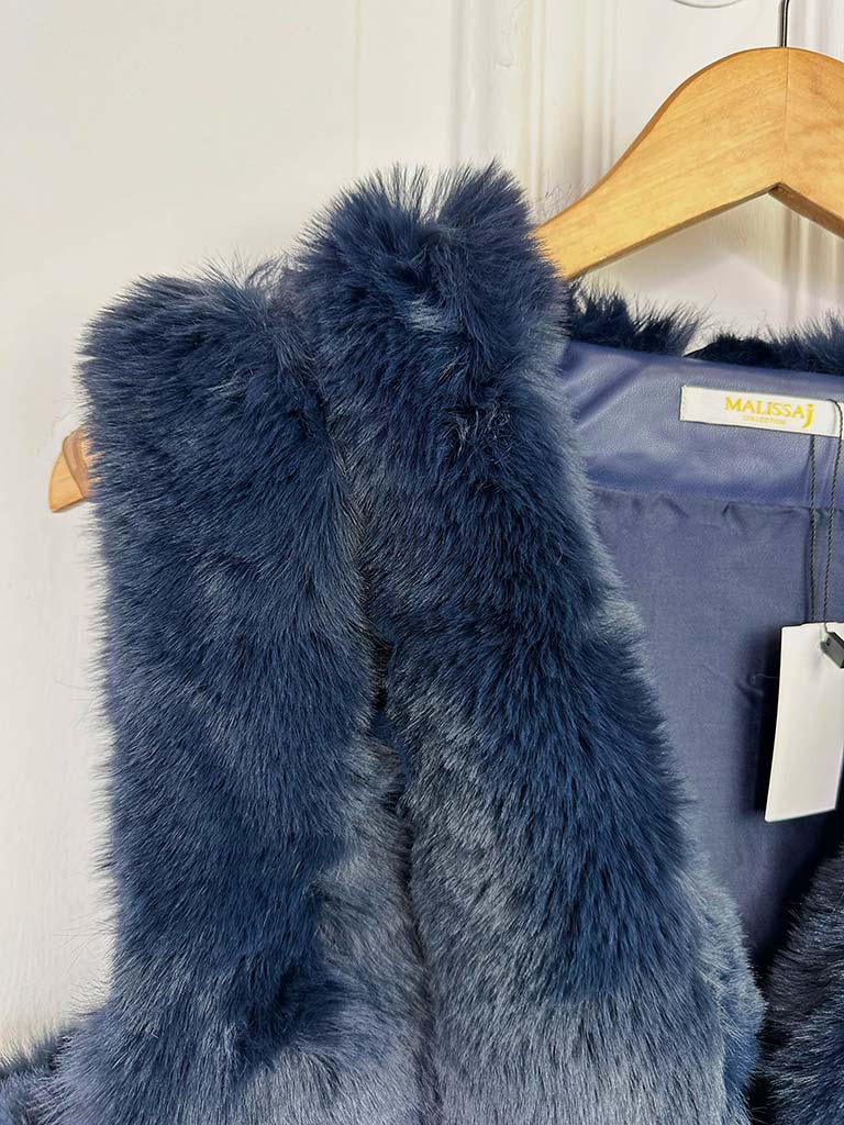 Malissa J Luxe Faux Fur Short Gilet - Navy