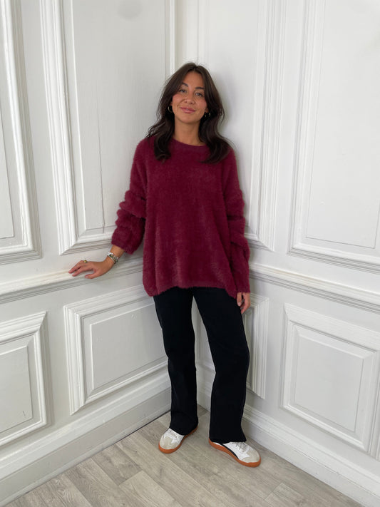 Fluffy Knit - Burgundy