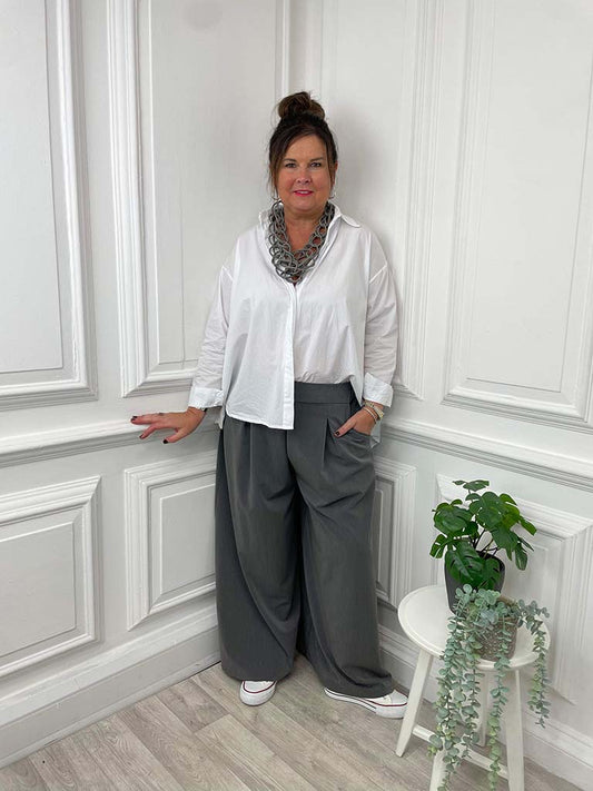I.D Palazzo Trousers - Grey