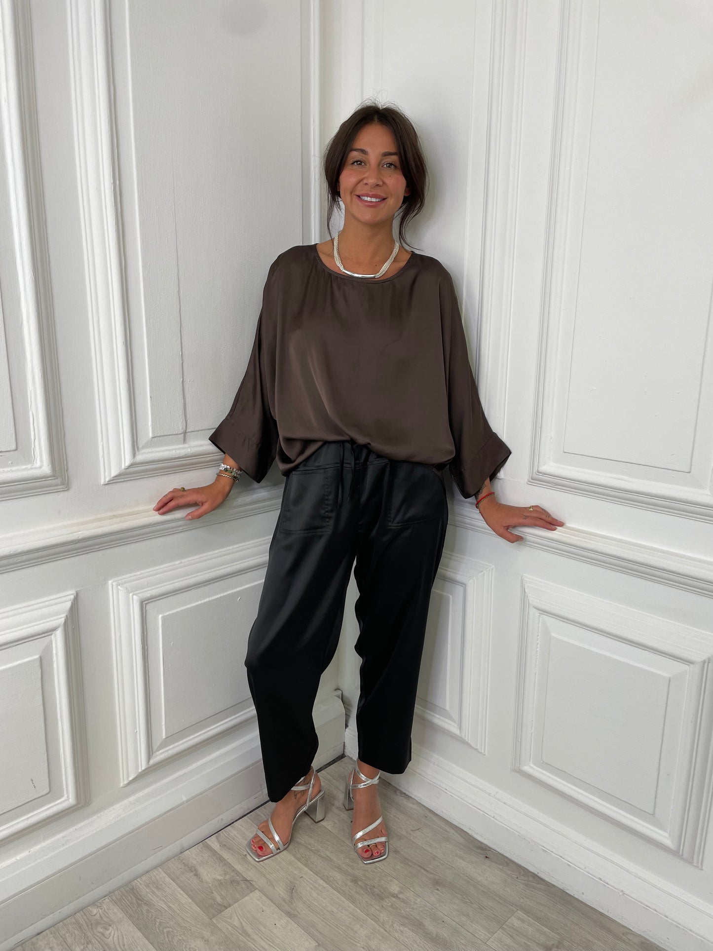 Silk Feel Boxy Top - Chocolate