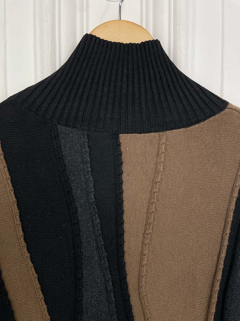 Wave Knit Jumper Dress - Black & Espresso