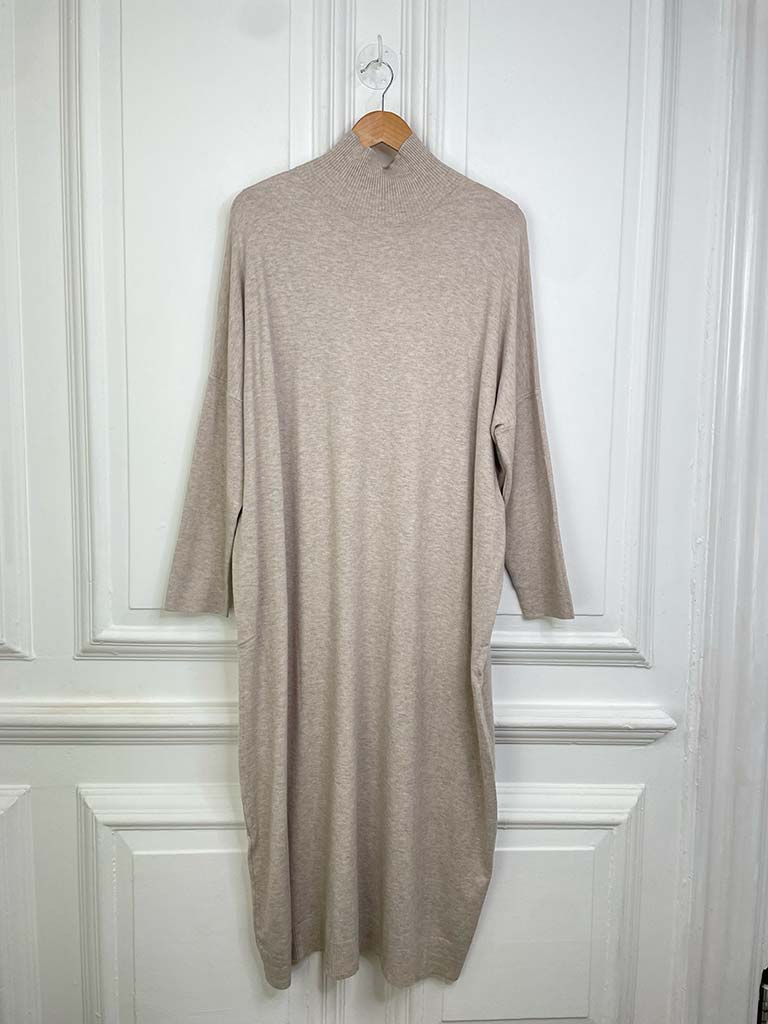 High Neck Jumper Dress - Stone