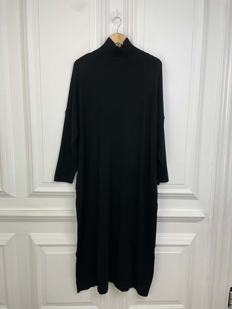 High Neck Jumper Dress - Black