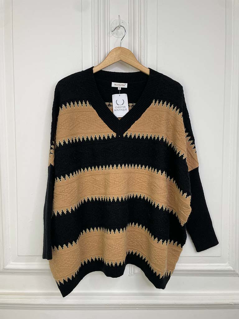 Zigzag Stripe Knit - Camel & Black