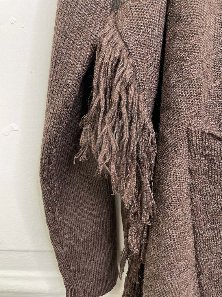 Fringed Pocket Knit - Espresso