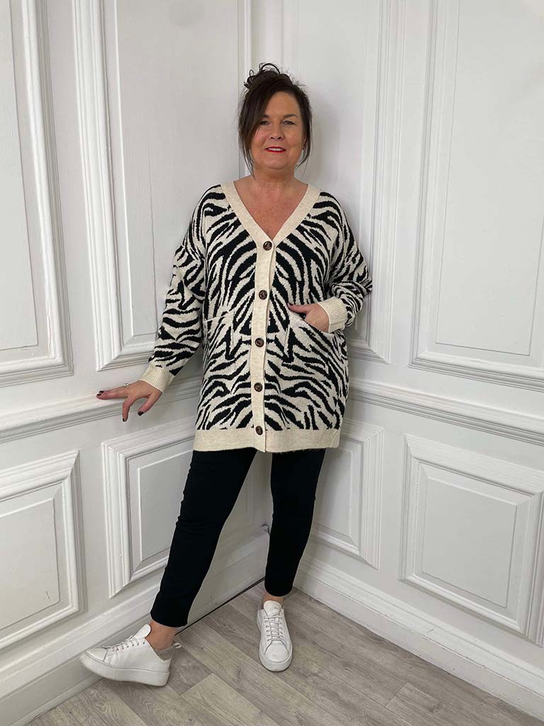 Zebra Cardigan - Ecru & Black