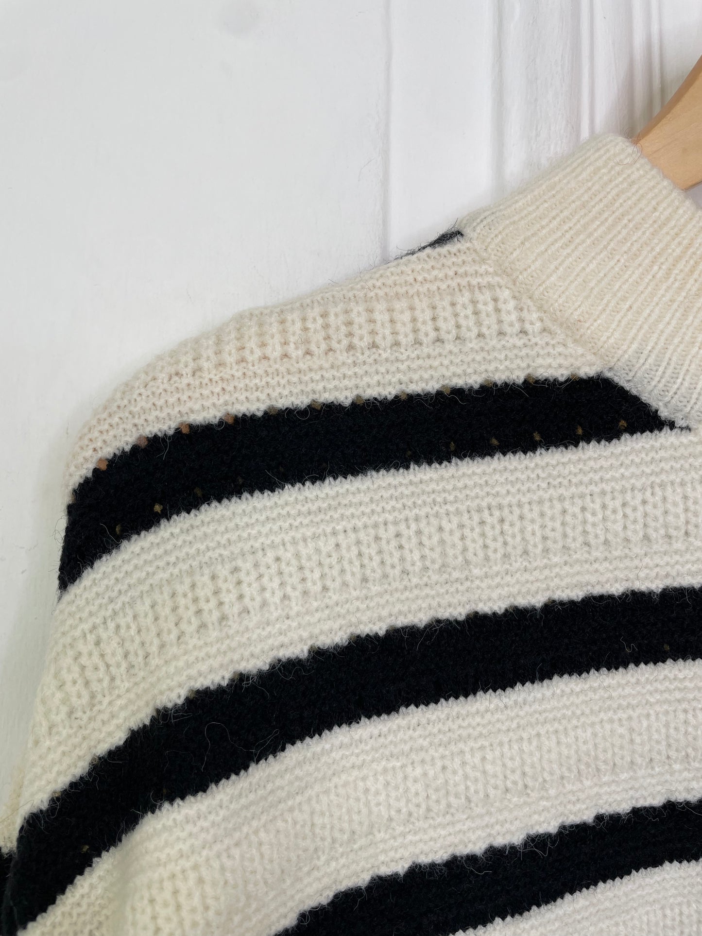 High Neck Striped Knit - Ecru & Black