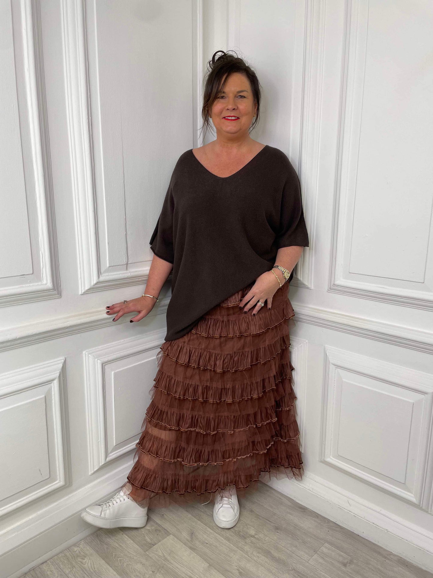 Ruffle Tulle Skirt - Coffee