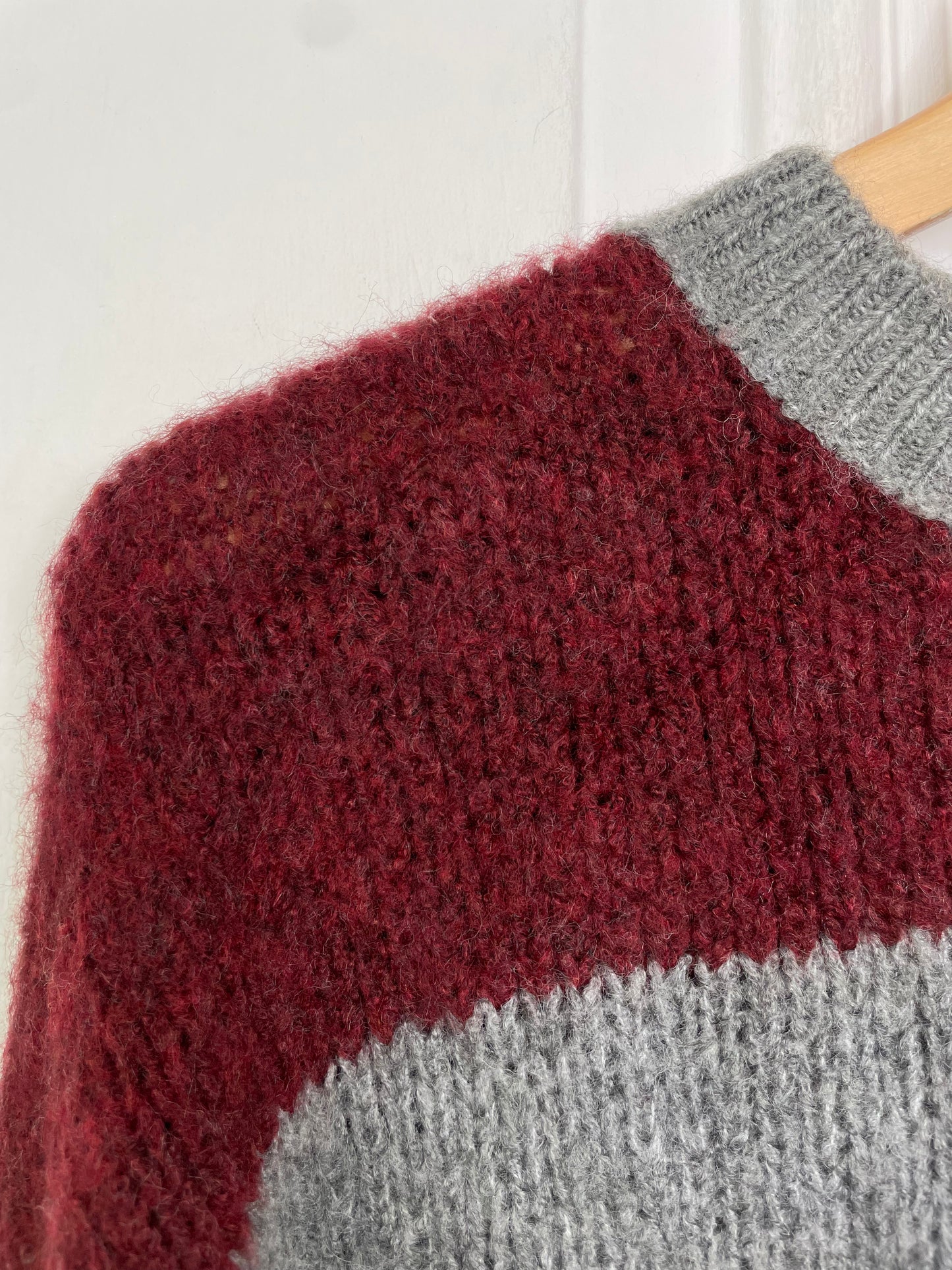 Block Striped Knit - Burgundy & Grey