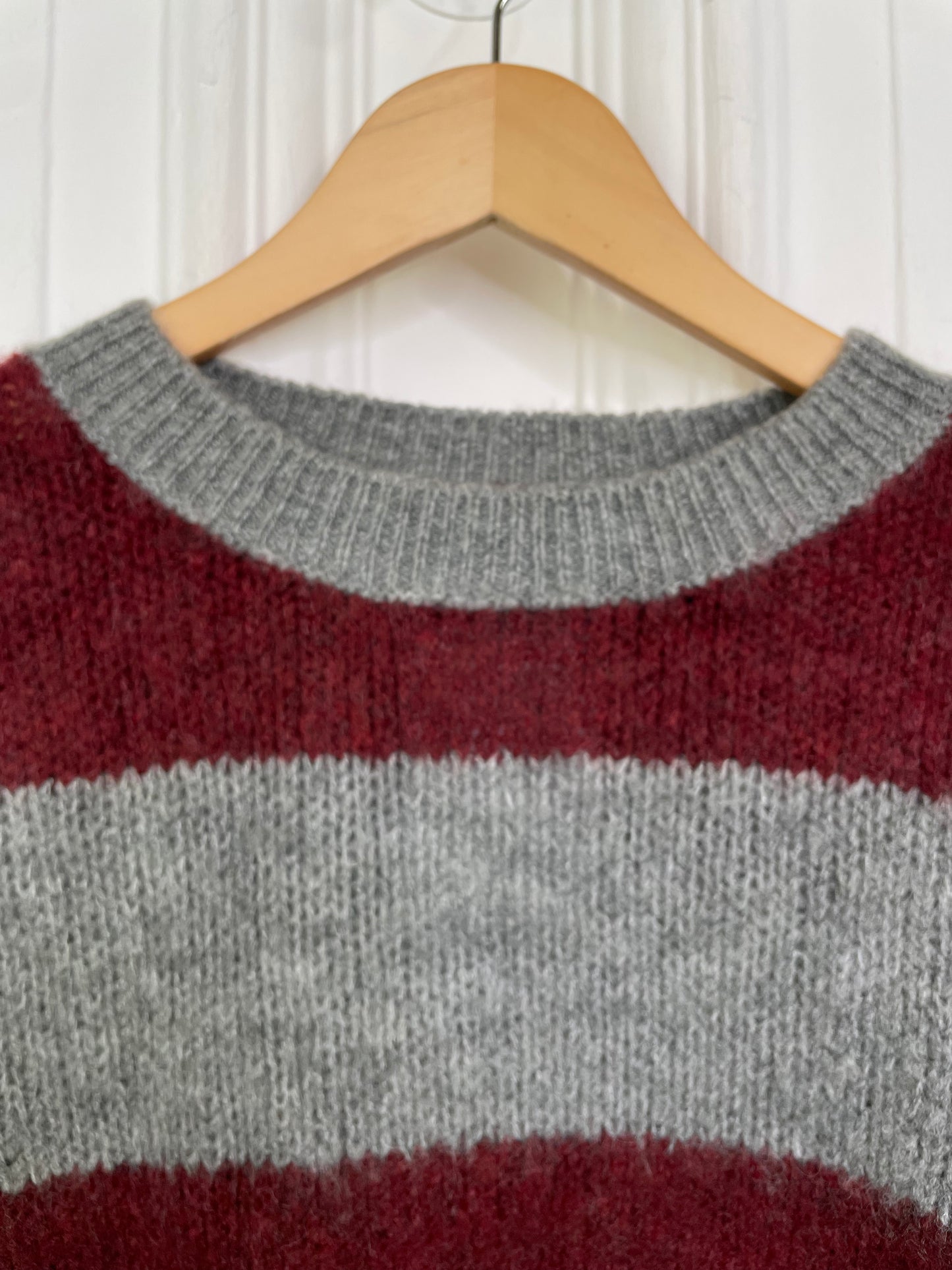 Block Striped Knit - Burgundy & Grey