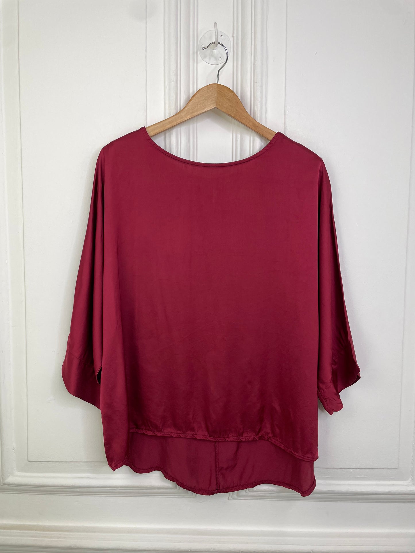 Silk Feel Boxy Top - Burgundy