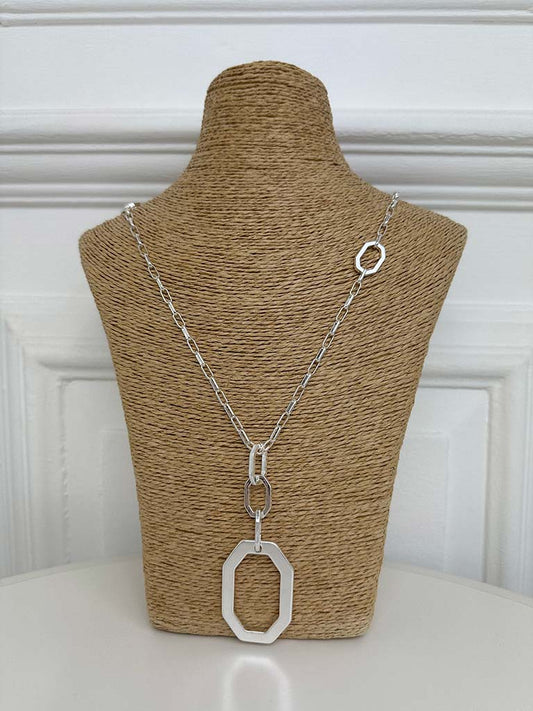 Envy Triple Geo Pendant Necklace - Silver