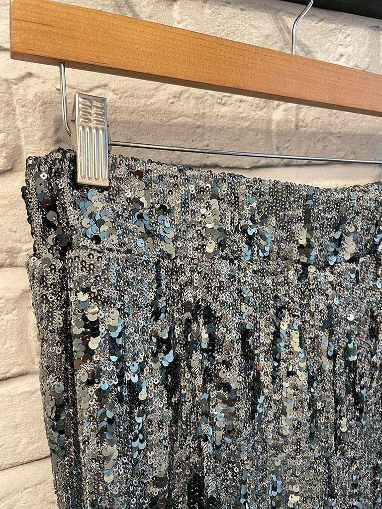 Gilded Sequin Wide Leg Trousers - Pewter