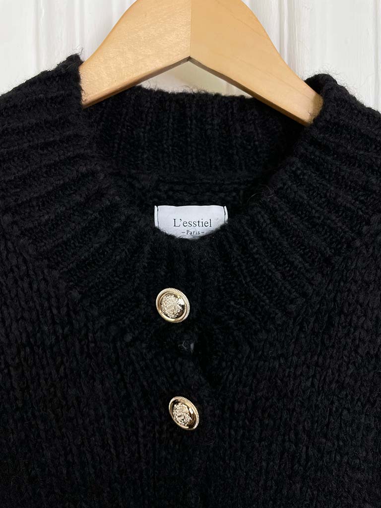 Chunky Exposed Seam Cardigan - Black