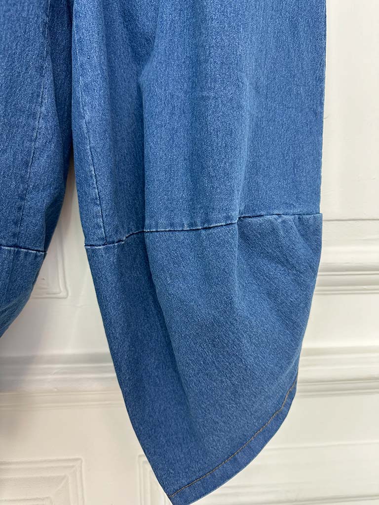 Denim Patch Pocket Cocoon Trousers - Classic Blue
