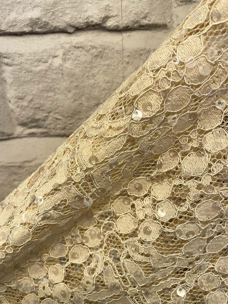 Sequin Lace Sleeve Knit - Vanilla