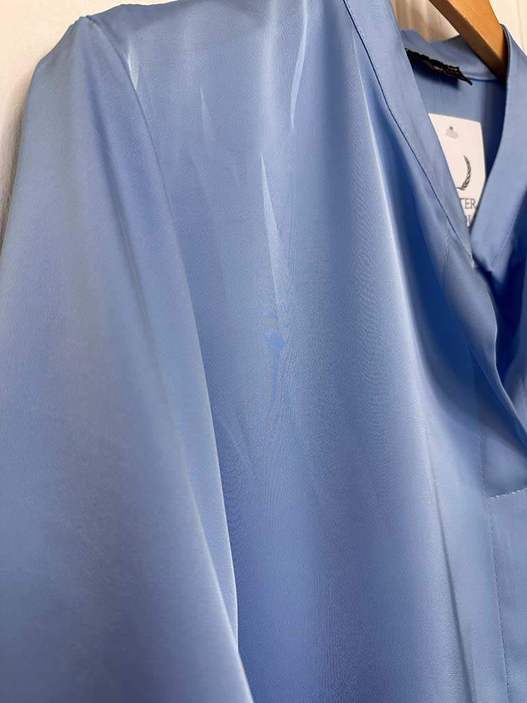 Silk Feel Mandarin Blouse - Sky