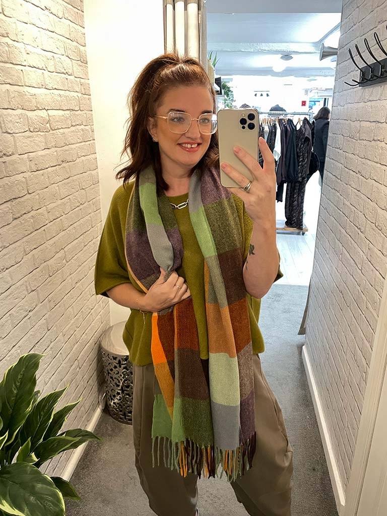 Check Wool Mix Scarf - Autumn
