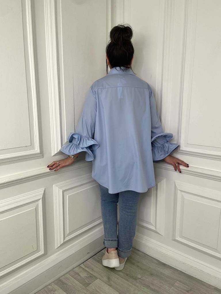 Malissa J Frill Sleeve Shirt - Powder Blue