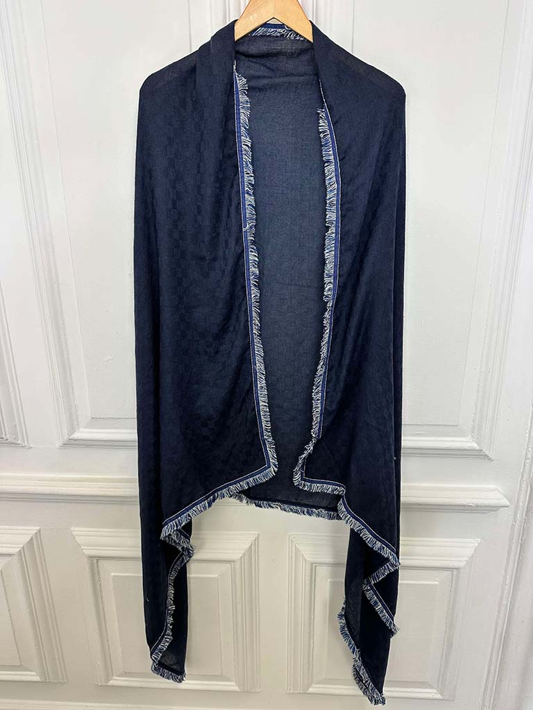 Malissa J Fringed Scarf - Navy