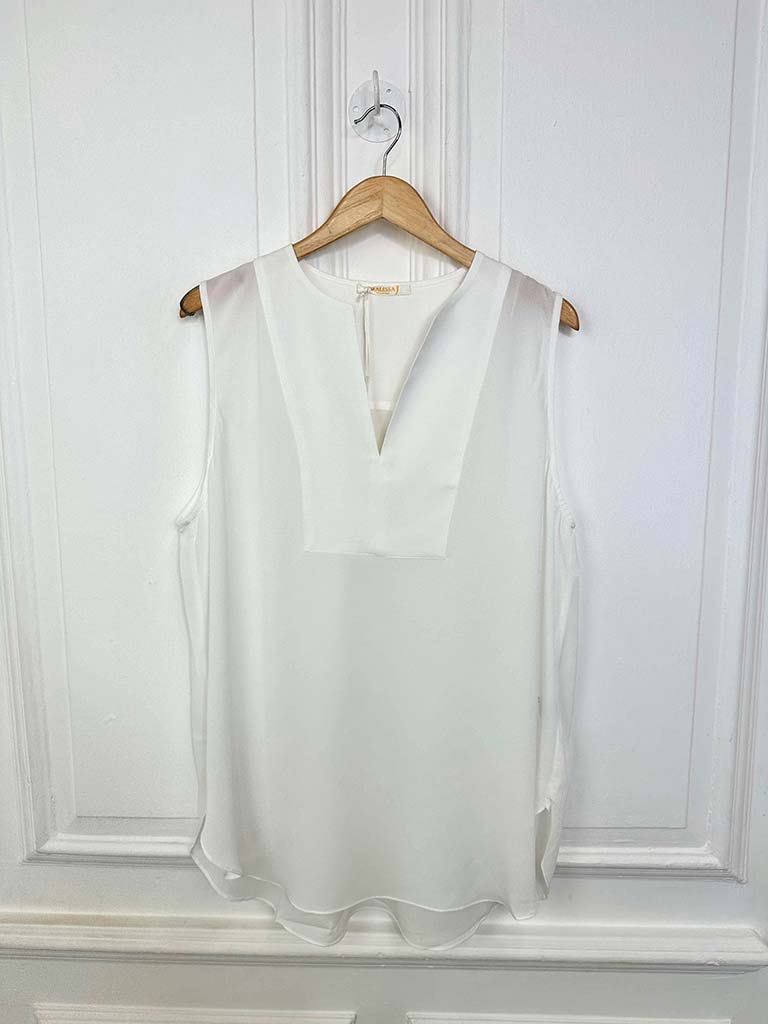 Malissa J Notch Neck Top - Warm White