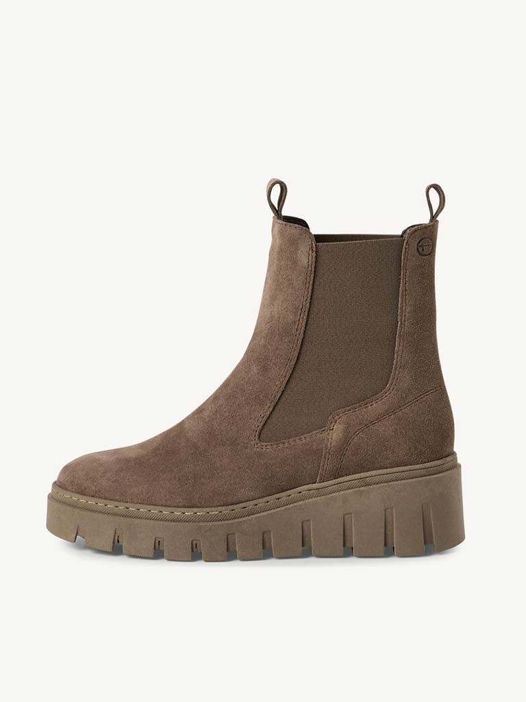 Tamaris Suede Flatform Boots - Taupe