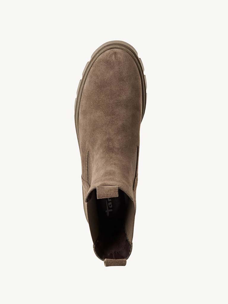 Tamaris Suede Flatform Boots - Taupe