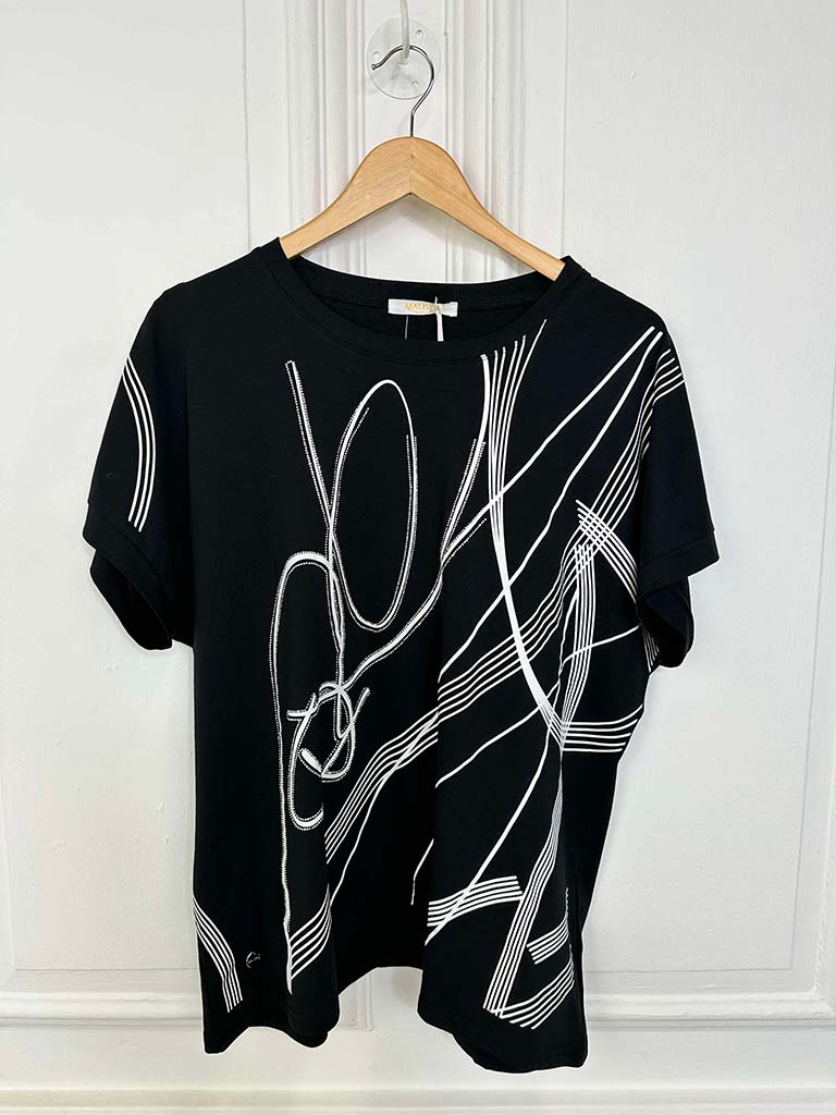 Malissa J Swirl Shimmer Tee - Black