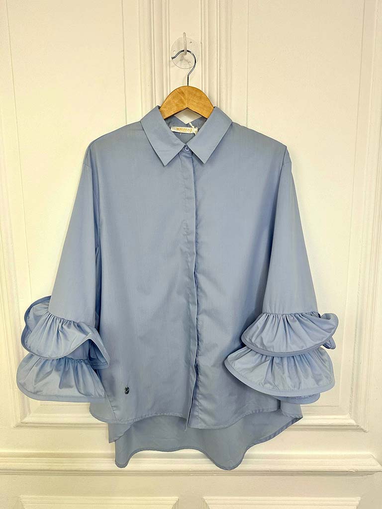 Malissa J Frill Sleeve Shirt - Powder Blue