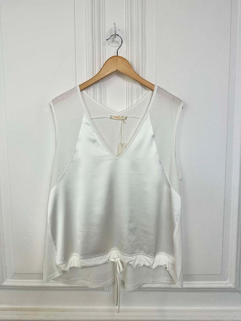 Malissa J Silk Feel Drawstring Vest - Warm White