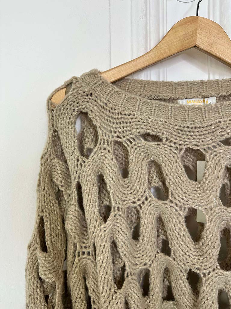 Malissa J Wave Crochet Knit - Stone