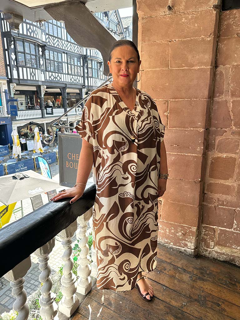 Pegasus Print Midi Dress - Chocolate
