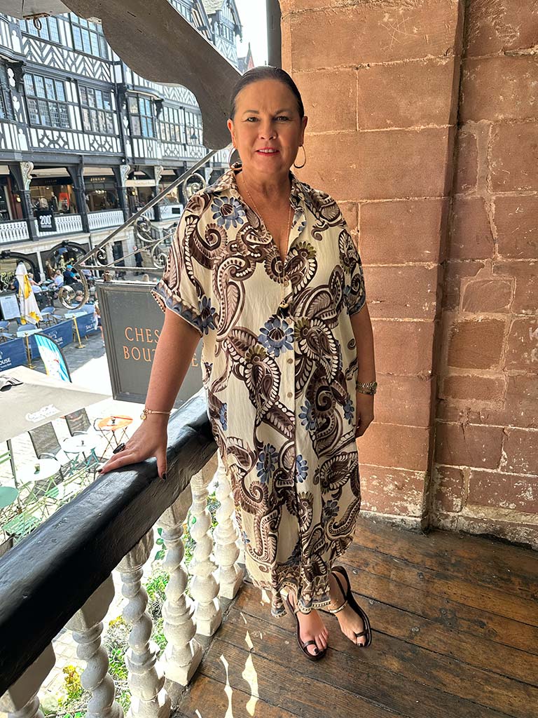 Paisley Shirt Dress - Coffee